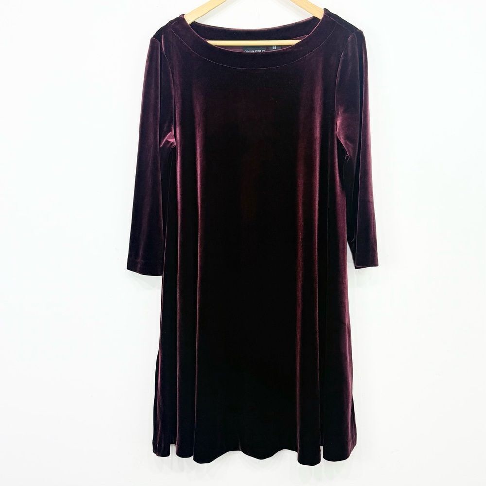 Cynthia Rowley Wine Velvety Velour A Line Midi Dress
